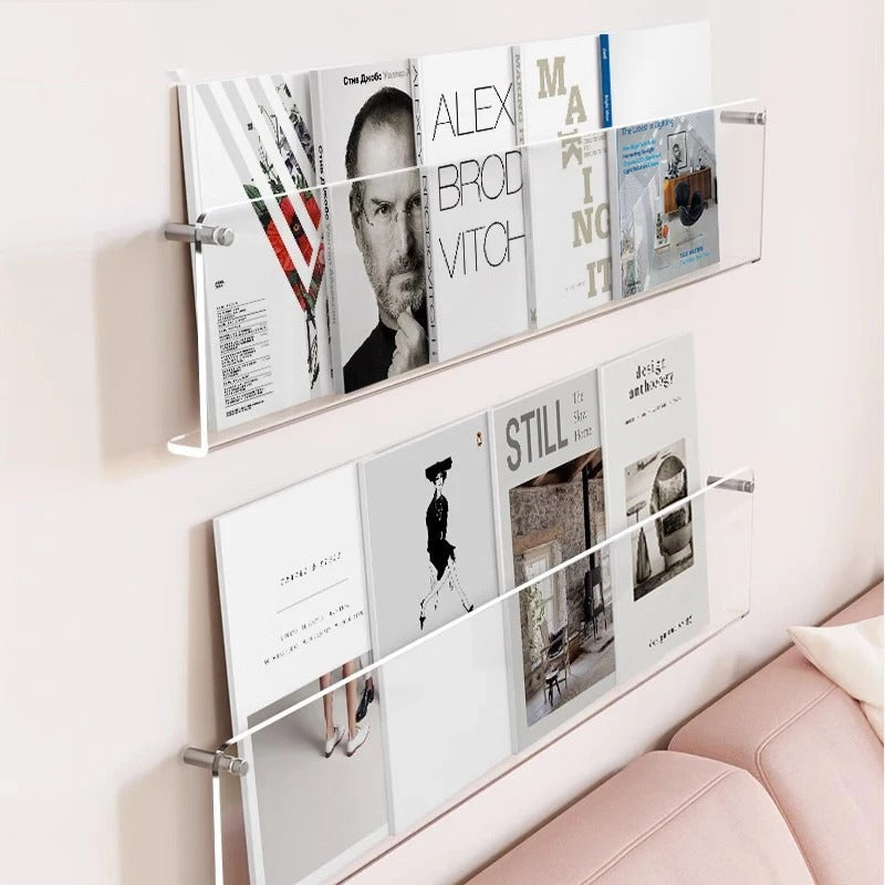 Wandregal PVC schwebendes Zeitschriftenregal 40cm 50cm 80cm Bücher Wohnzimmer Modern | Restfield
