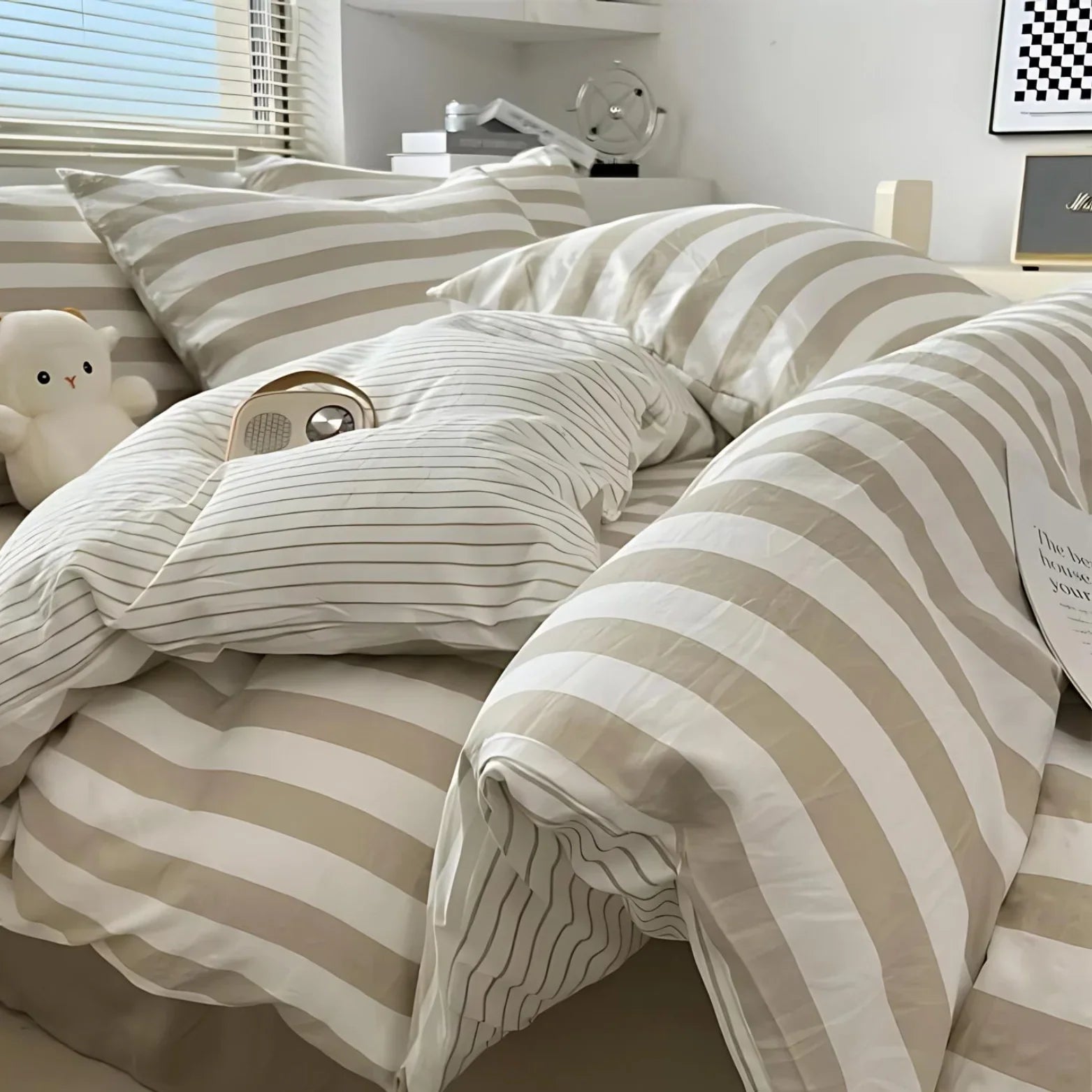 Set de housse de couette rayé classique simple double queen king linge de lit | Restfield