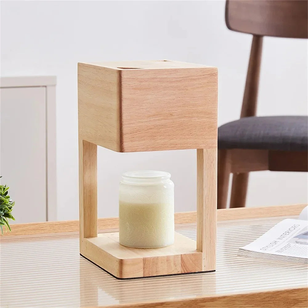 Kaarsenwarmerlamp Hout Modern 26cm Tafellamp Sfeerverlichting Woonkamer Slaapkamer | Restfield