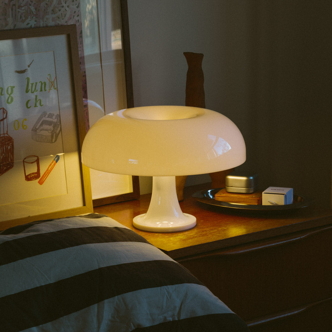Lampe de table en acrylique design champignon blanc 32cm lampe de chevet chambre éclairage d’ambiance | Restfield