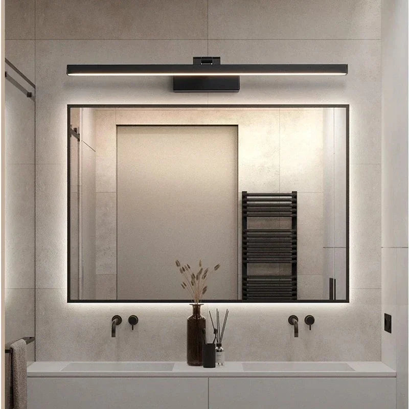 Lampe miroir LED salle de bains étanche noir argent 40cm à 110cm éclairage miroir | Restfield