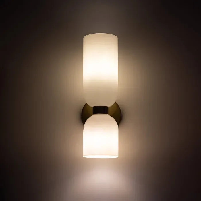 Wandleuchte Glas Gold Doppelschirm 35cm E14 Flur Wohnzimmer Schlafzimmer Modern Stilvoll | Restfield